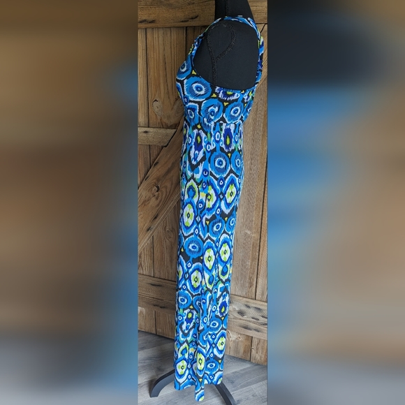 Bodycon Tribal Maxi Slip Dress Blue Summer Size Small T-1 - Picture 8 of 12